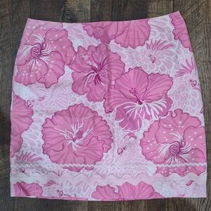 Vintage Lilly Pulitzer Skirt Size 12 White Label Print In Old World Charm